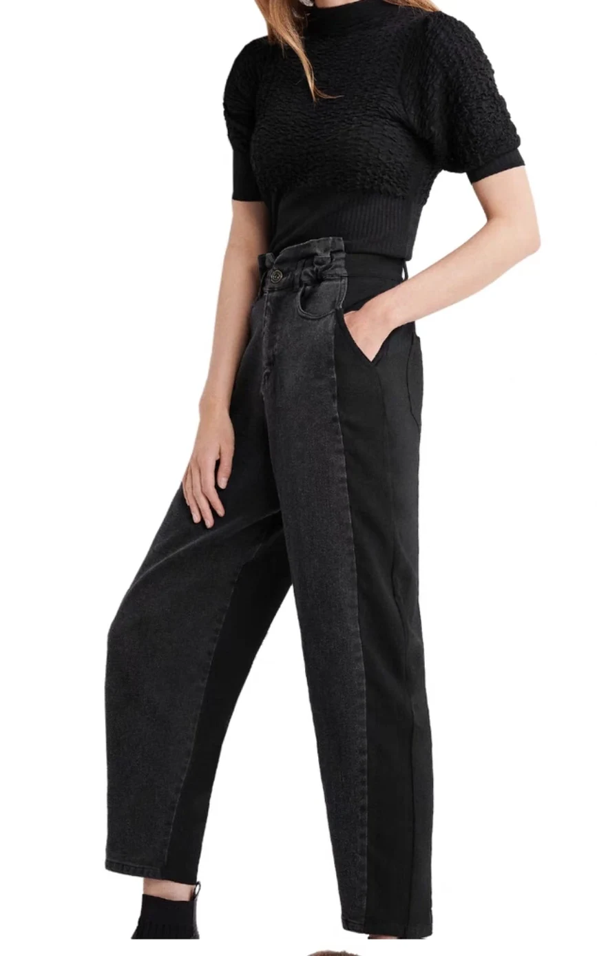 

Foreign trade Spanish original single fashion elastic waist stitching jeans