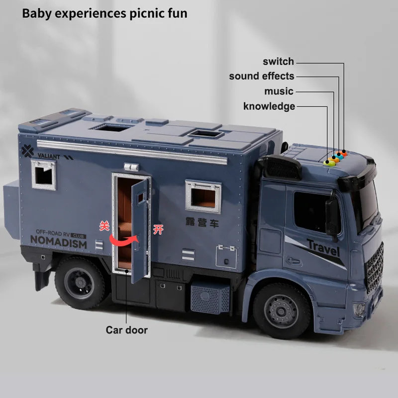 Großes Trägheits-Fahr-Camping-Automodell, simulierte leichte Musik, Geländewagen, Wohnmobil, Kinder-LKW, Spielzeug, Geburtstagsgeschenk
