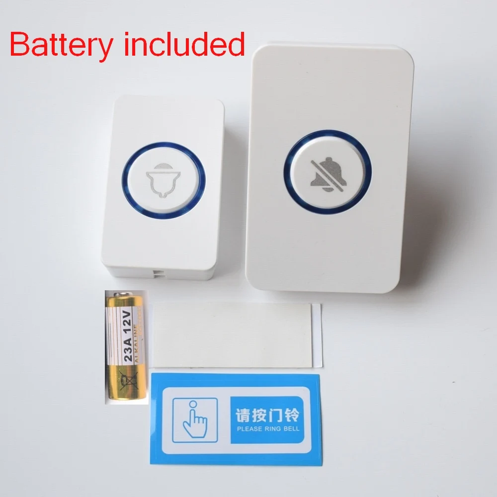 جرس باب لاسلكي مقاوم للماء مع جهاز تحكم عن بعد ، جرس اتصال منزلي ، حلقة إضاءة ليد ، 60 دقات ، 4 مجلدات ، قابس أمريكي ، AC-way-209 V ، aaa