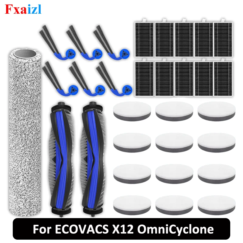 Für ECOVACS X12 OmniCyclone Ersatzzubehör Hauptbürste Seitenbürste Rollenmopp Filterteile