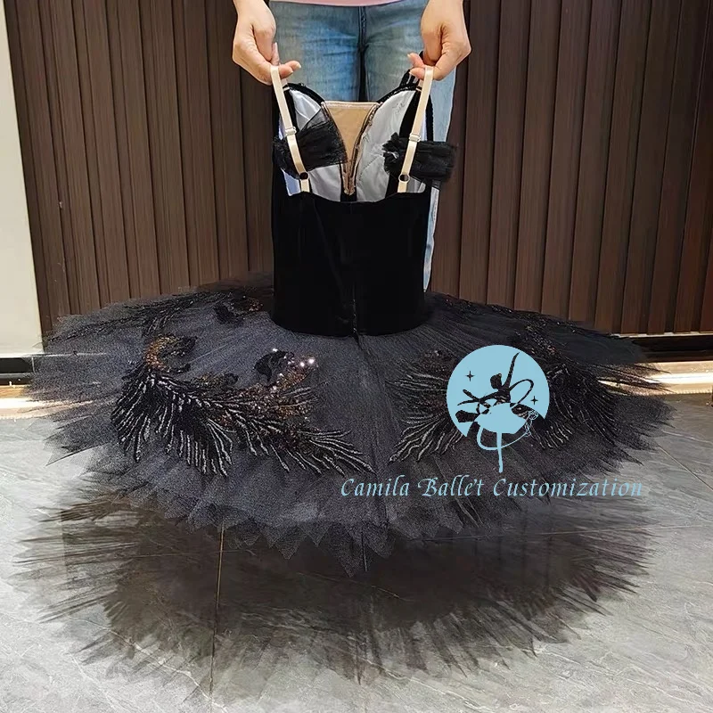 Simple new black swan silver fairy ballet TUTU competition performance skirt tailored for adults and children