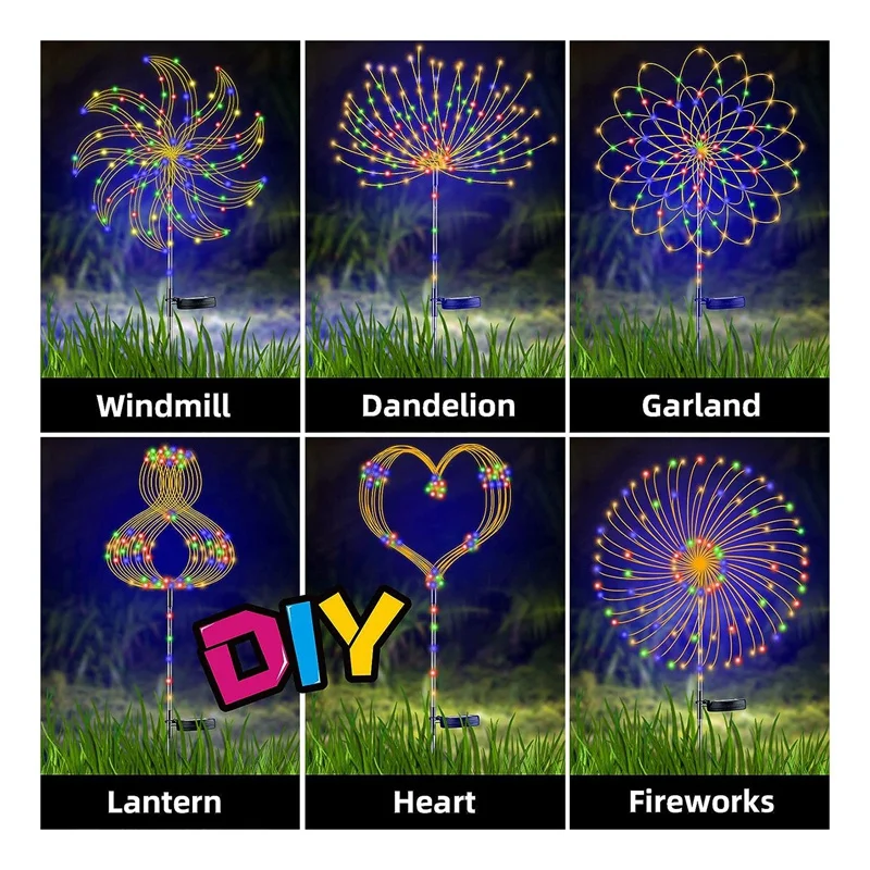 4 luci decorative da giardino solari per esterni da 120 LED, stringa impermeabile IP65 con tubo arcobaleno