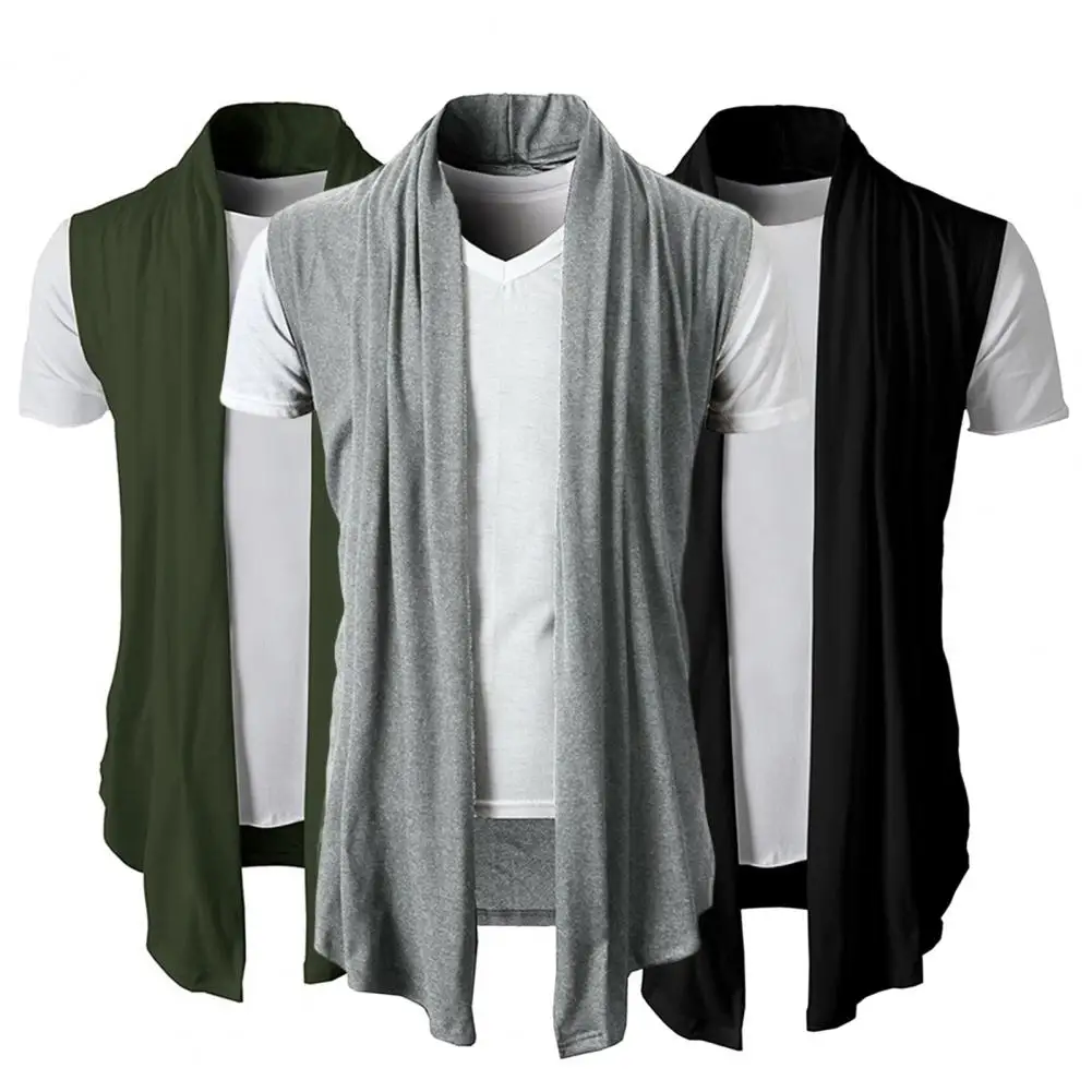 Spring Autumn Cardigan Jacket Solid Color Irregular Hem Draping Cardigan Vest Streetwear Pure Color Open Stitch Cardigan Vest