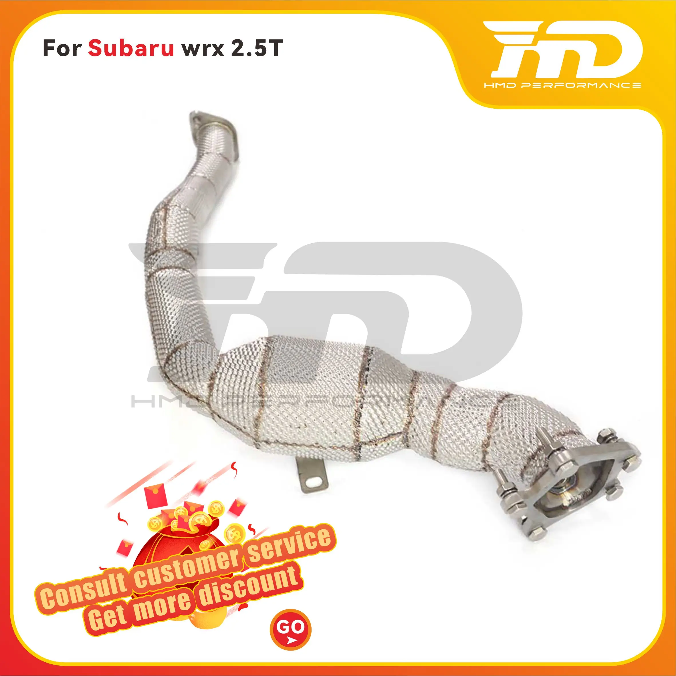 HMD Exhaust System High Flow Performance Lossless installation Downpipe for Subaru wrx 2.5T with heat shield