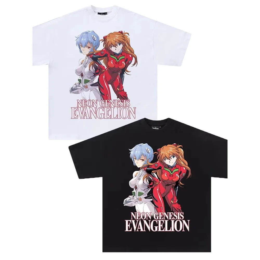 EVA Ayanami Asuka T Shirt Anime Unisex Vintage Cotton Graphic Print Oversized Short Sleeve Streetwear Hip Hop Casual Fitness