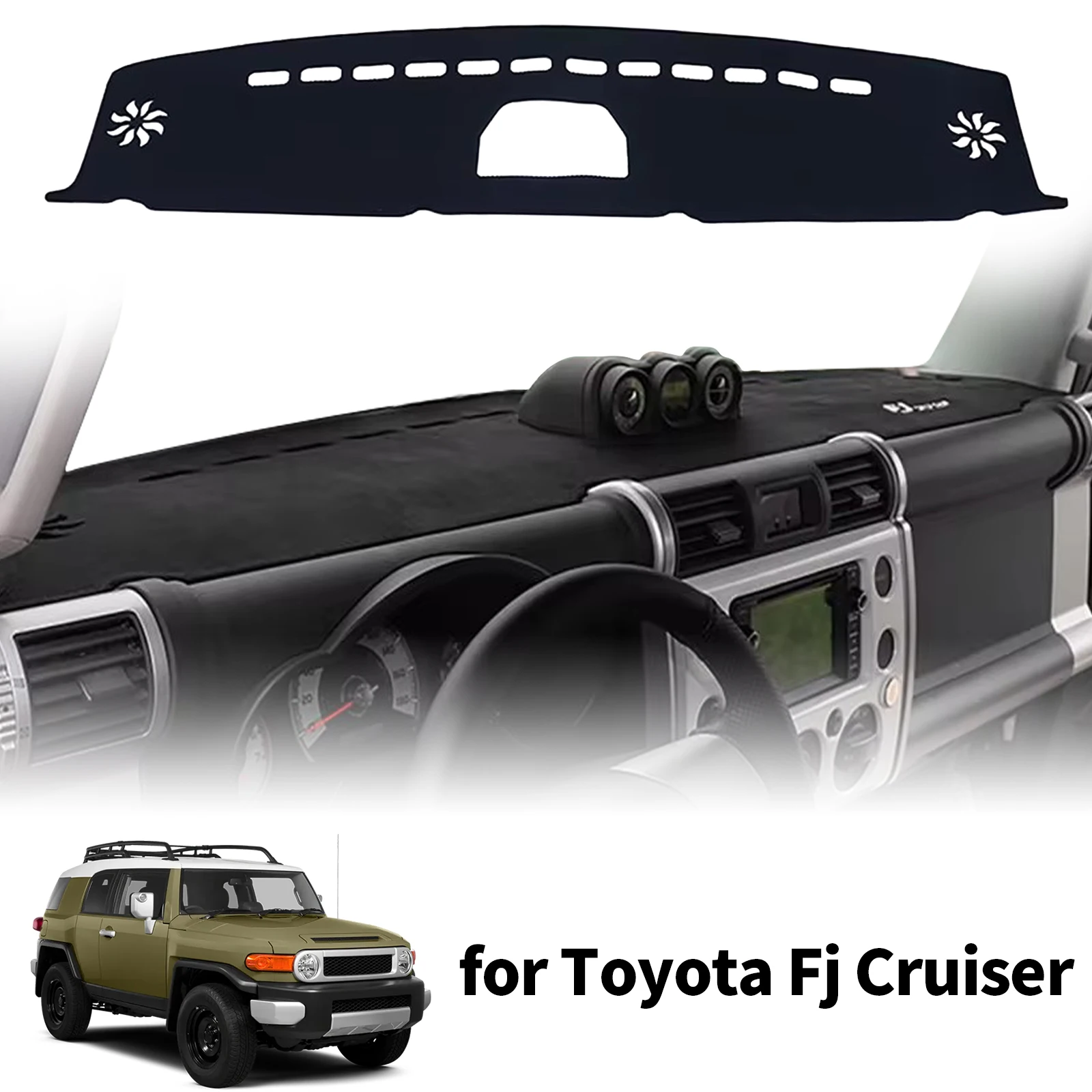 

for Fj Cruiser Reduces glare Custom Fit Car Dashboard Cover Sunshade Dash Mat Anti‑Slip Dashmat Protector Pad Accessories