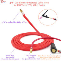 TIG Welding Cable Hose 3/5m Soft Flexible Integrated 3/8” 8mm Quick Connector Argon Welder WP9 WP17 Torch