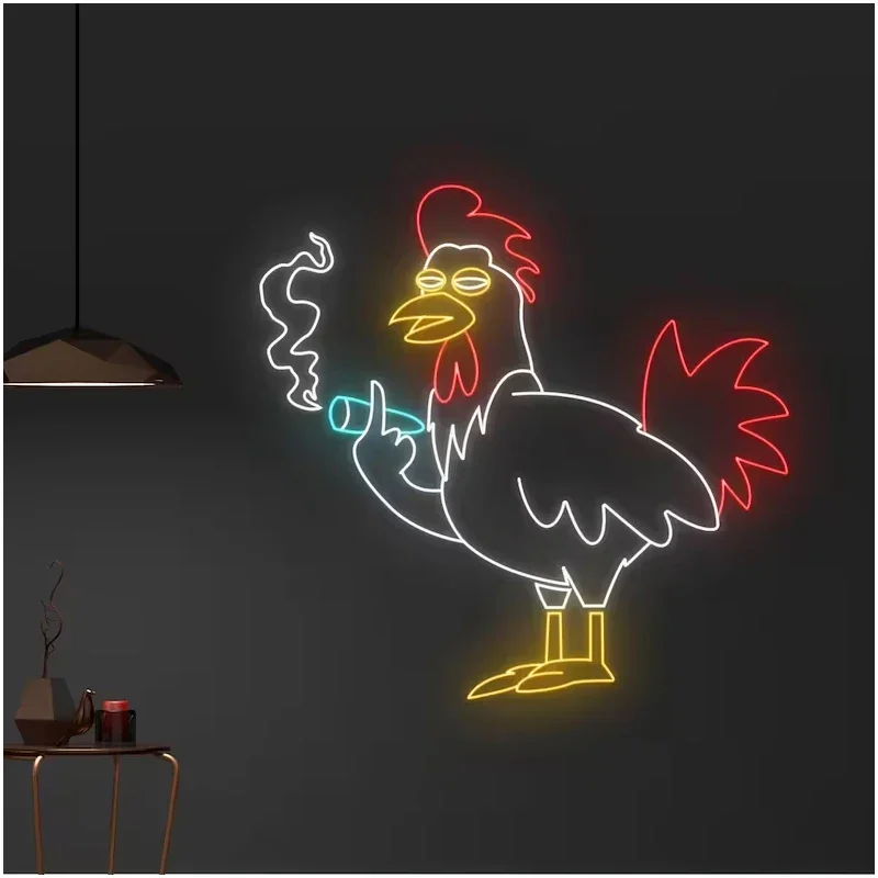 

Animal Smoking Chicken Neon Sign Custom Bar Neon Led Light for Art Anime Neon Signs Room Wall Decor Cute Dog Lover Decoration