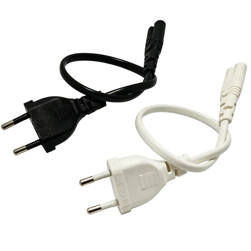 EU To C7 European Standard 8-Shaped Power Cord Bend Suitable For LCD TV Desk Lamp Connection Wire Power Laptop Adapter 0.3m 0.6m
