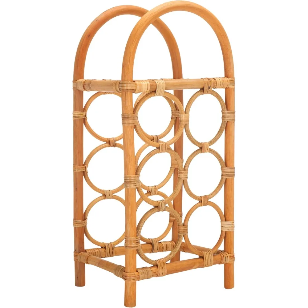 

SAFAVIEH Lyza Coastal Boho Natural Brown Rattan Wine Rack for Countertop, Fully Assembled