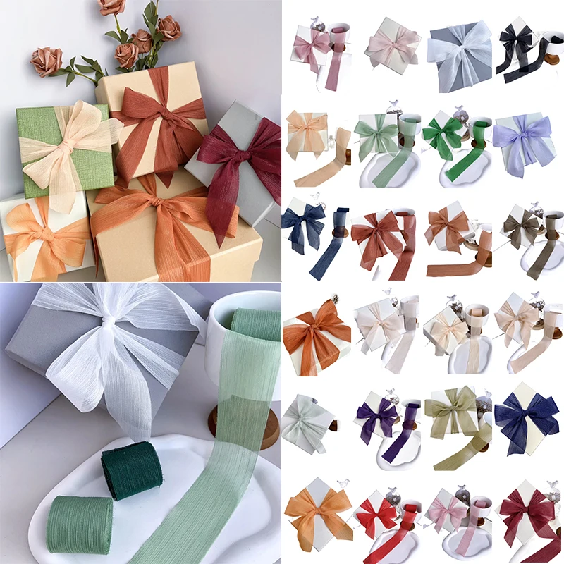 

Sparkling Yarn Ribbon Chiffon Wedding Wrinkle Mesh Accessories Bright Silk Wrinkle Gift Box Flower Bundle Packaging