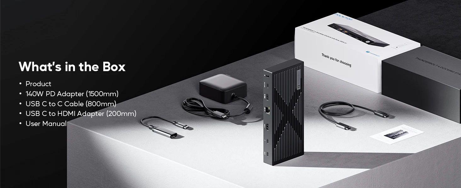 PULWTOP Thunderbolt 4 Hub mit Dual-Monitor 8K/4K Display, USB-C Laptop-Dockingstation mit 40Gb/s, HDMI, SD/TF4.0, 2.5GbE – Detail 11