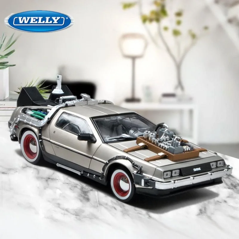 

Welly 1:24 DMC-12 DeLorean Time Machine Back to the Future Alloy Race Car Model Diecast Metal Sports Car Vehicle Model Kids Gift