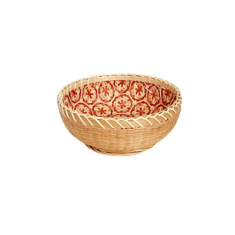 

Durable Round Bamboo Storage Basket Handmade Sturdy Hand Woven Basket Space Saving Ventilated Pantry Bread Organizer Farmhouse