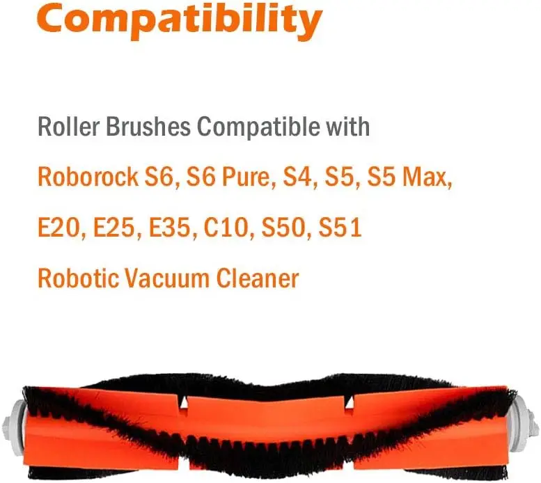 Main Brush For Xiaomi Roborock S50 S51 S5 Series Robot Vacuum Cleaner Roller Brushes Spare Parts Sweeper Replacement Accessories