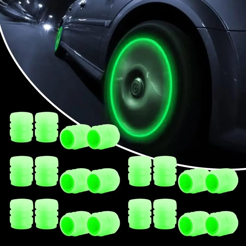 

Fluorescent Tire Valve Caps 4PC Glow in Dark Dustproof Stem Covers for Car SUV Motorcycle