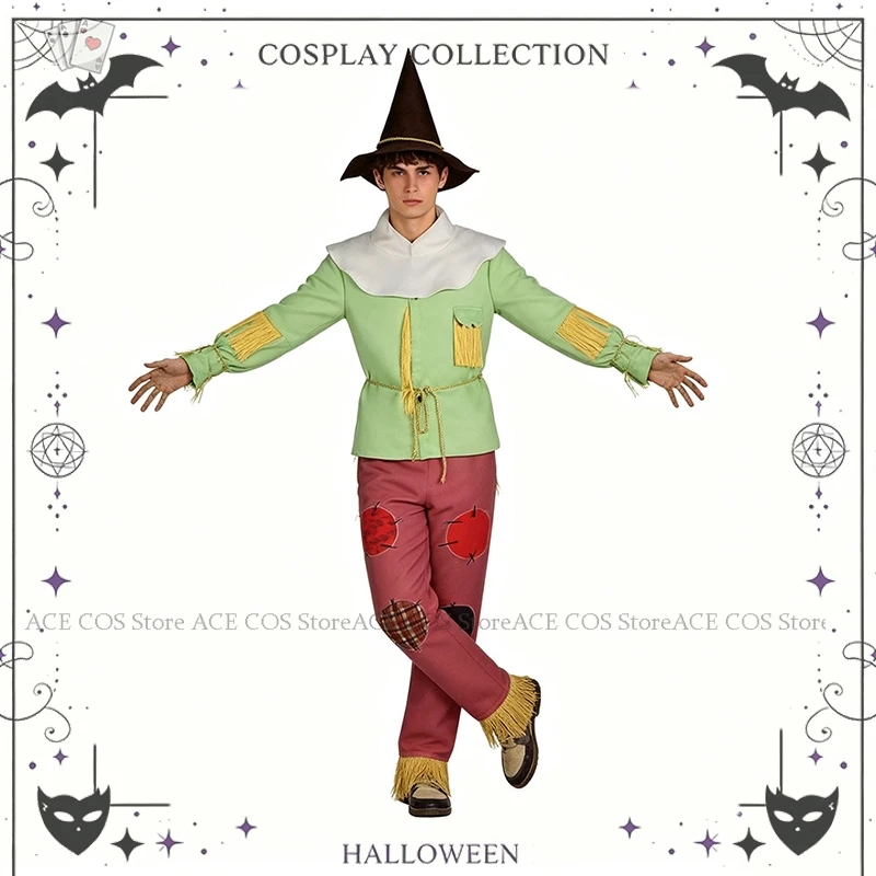 Wizard Scarecrow Cosplay Costume of Fairy Cosplay Outfits Hat Stage Performance Outfit for Halloween Dress-up Themed Party