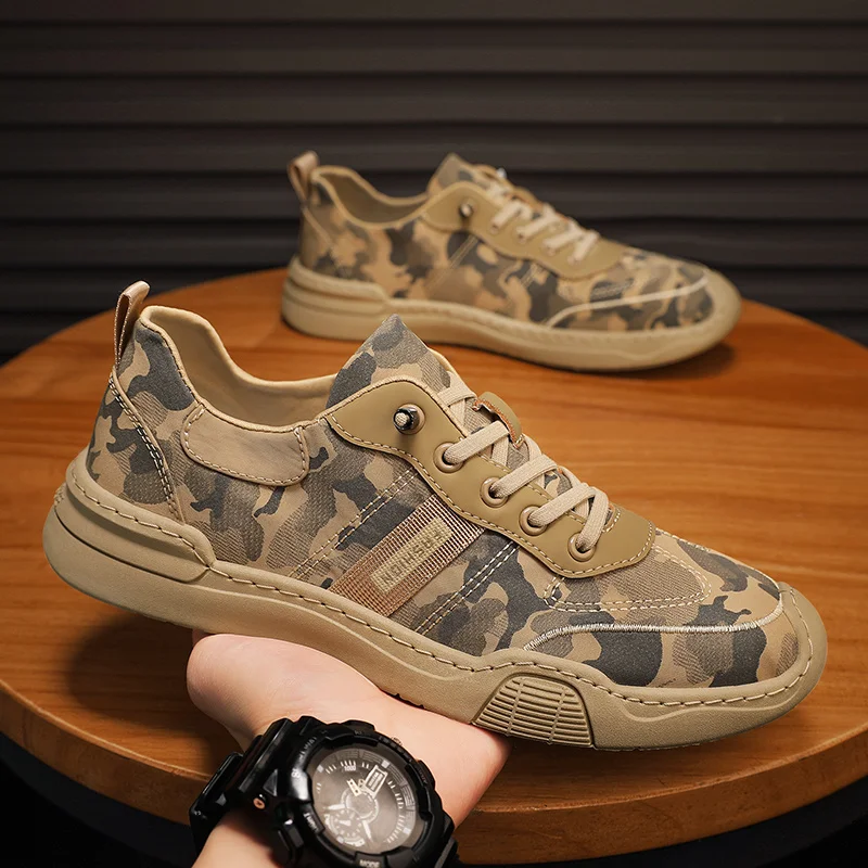 Waterproof Outdoor Camouflage Shoes Mens Casual Sneakers Casual Canvas Shoes for Men Summer Breathable Flat Shoes