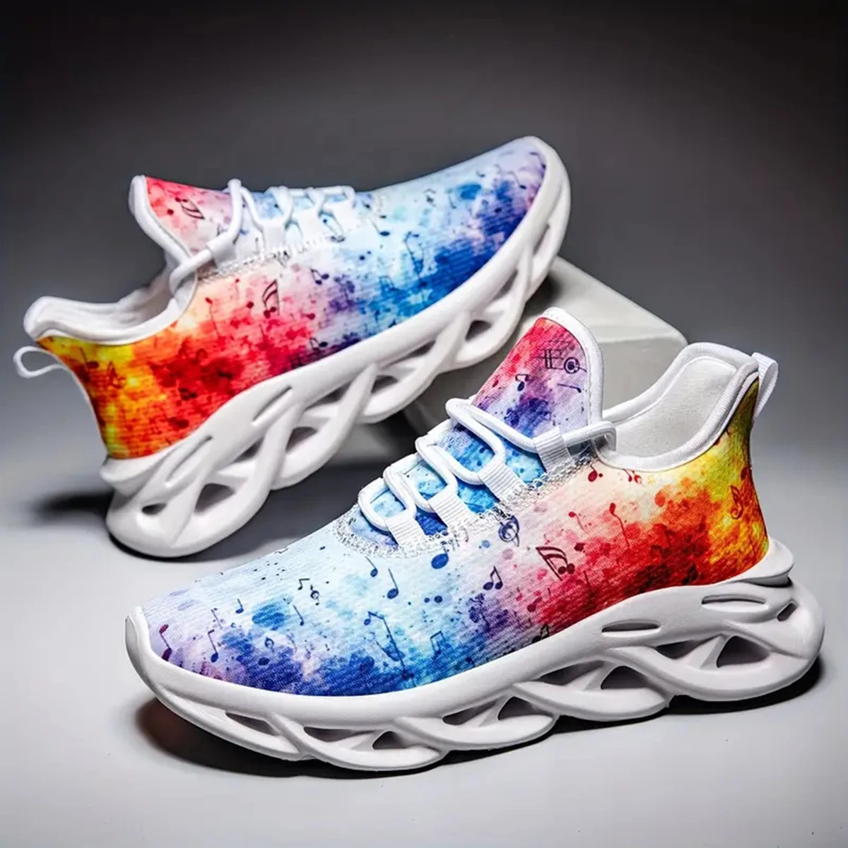 Zapatos deportivos informales con salpicaduras de pintura personalizados para hombres y mujeres, zapatos para correr, zapatos de malla ligeros