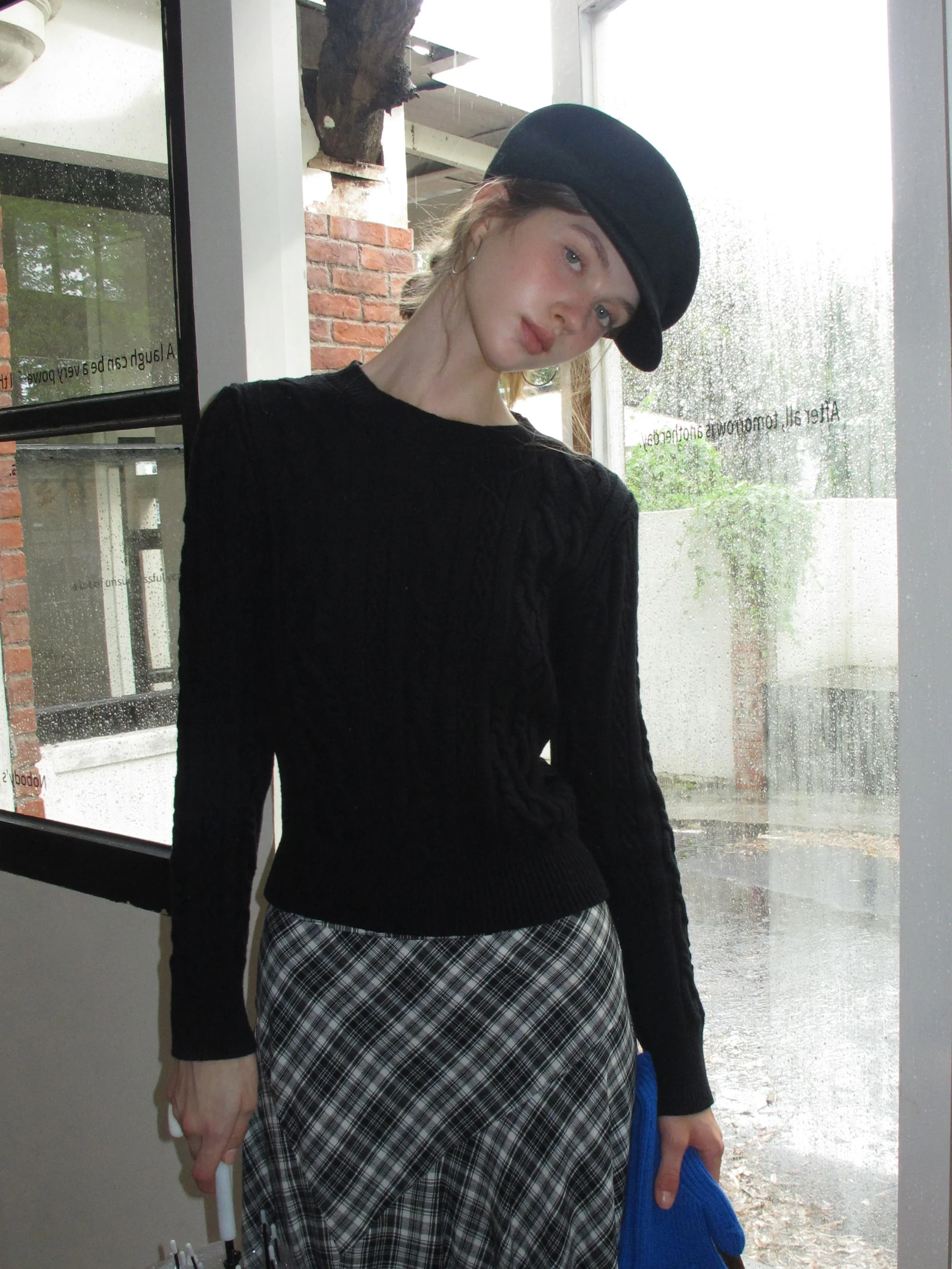 

Bla Classic Twisted Texture Knitted Sweater round Ne Long Sve Casual Commute Top EGGKA Polyester Fiber Pure Color