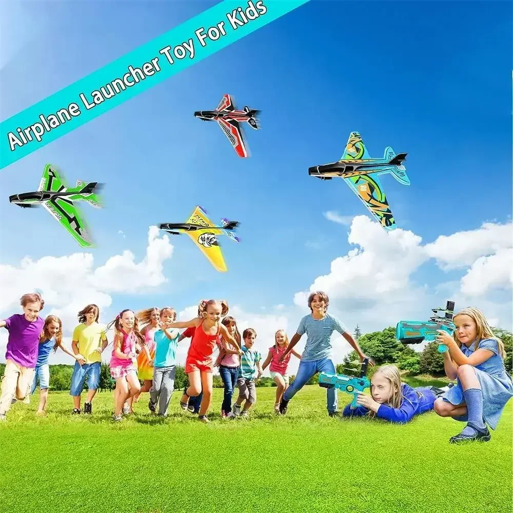 Popular foam ejection aircraft toy gun, children's outdoor flying toy, pistol, taxiing aircraft model, outdoor toy
