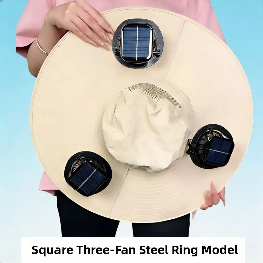 3 Fans Solar Fan Hat UV Protection Strong Wind Wide Brim Sun Cap Portable Lightweight Fishing Bucket Hat Outdoor Travel