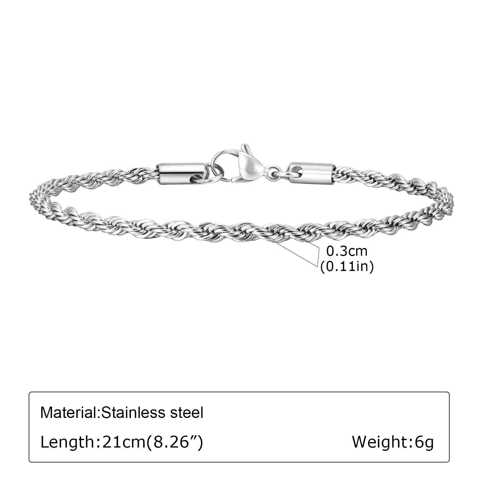 Punk Silberfarbene Herren-Kettenarmbänder, Hip-Hop Edelstahl Geflochtenes Gliederarmband, Klassischer Metallschmuck Geschenk für Ihn Papa