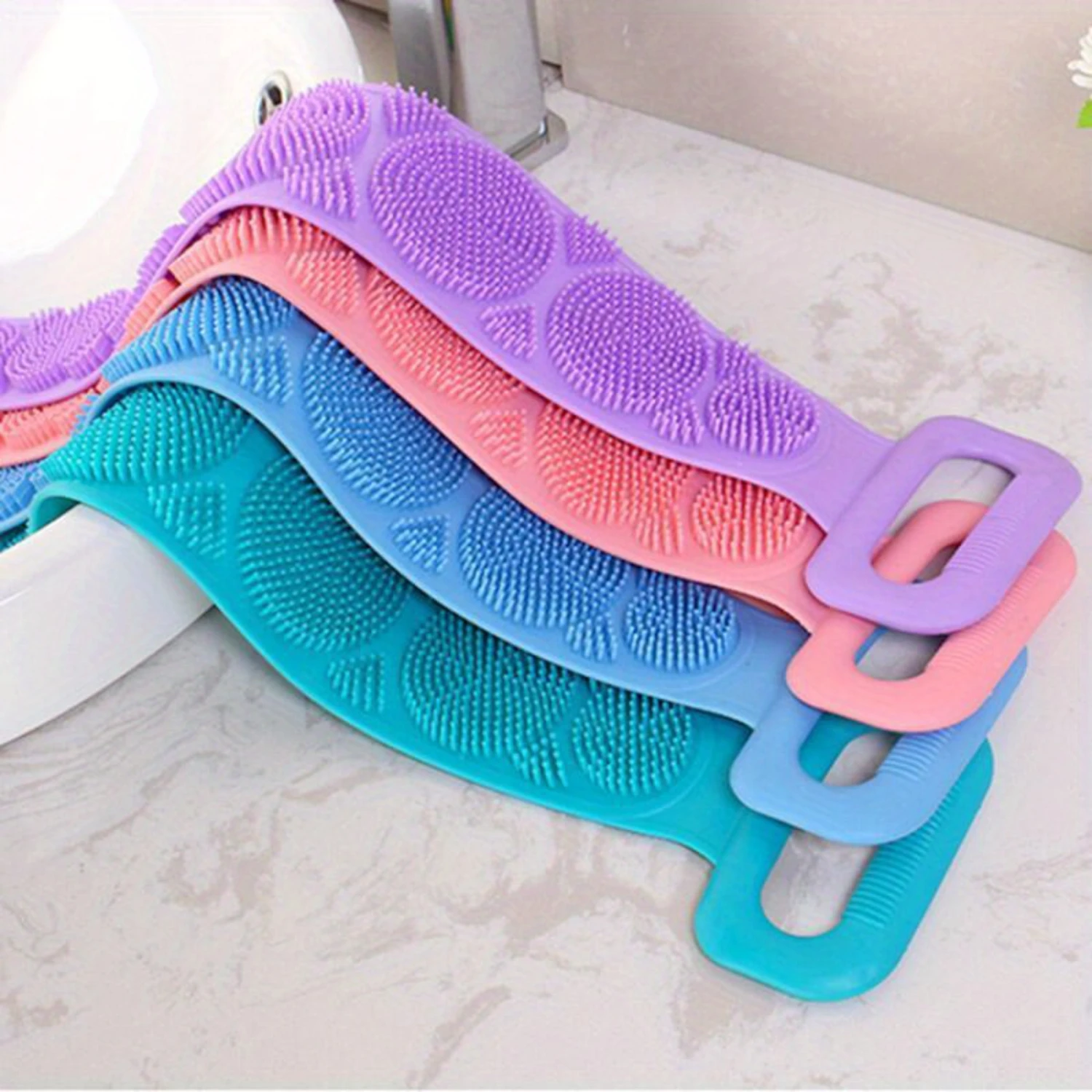 Silicone Bath Towels For Men & Women - Long, Easy-Grip Back Scrubber For Shower