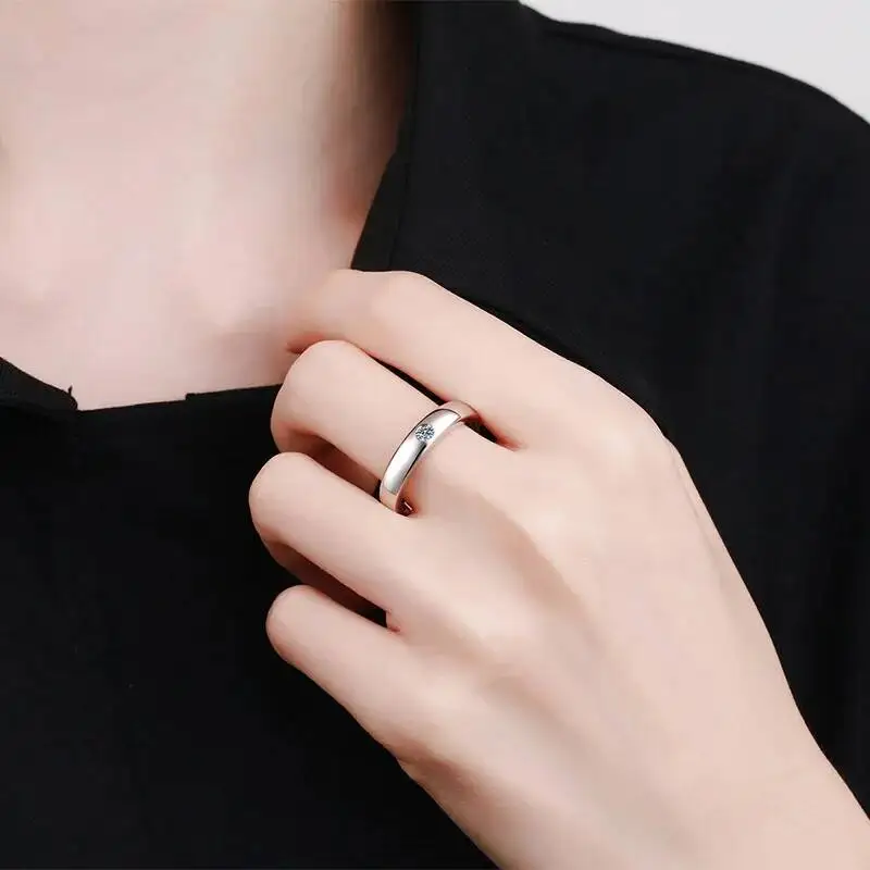 4Mm Moissanite Ring For Men 925 Sterling Silver Gemstone Lab Diamond Gold Plated Rings Wedding Engagement Band Jewelry
