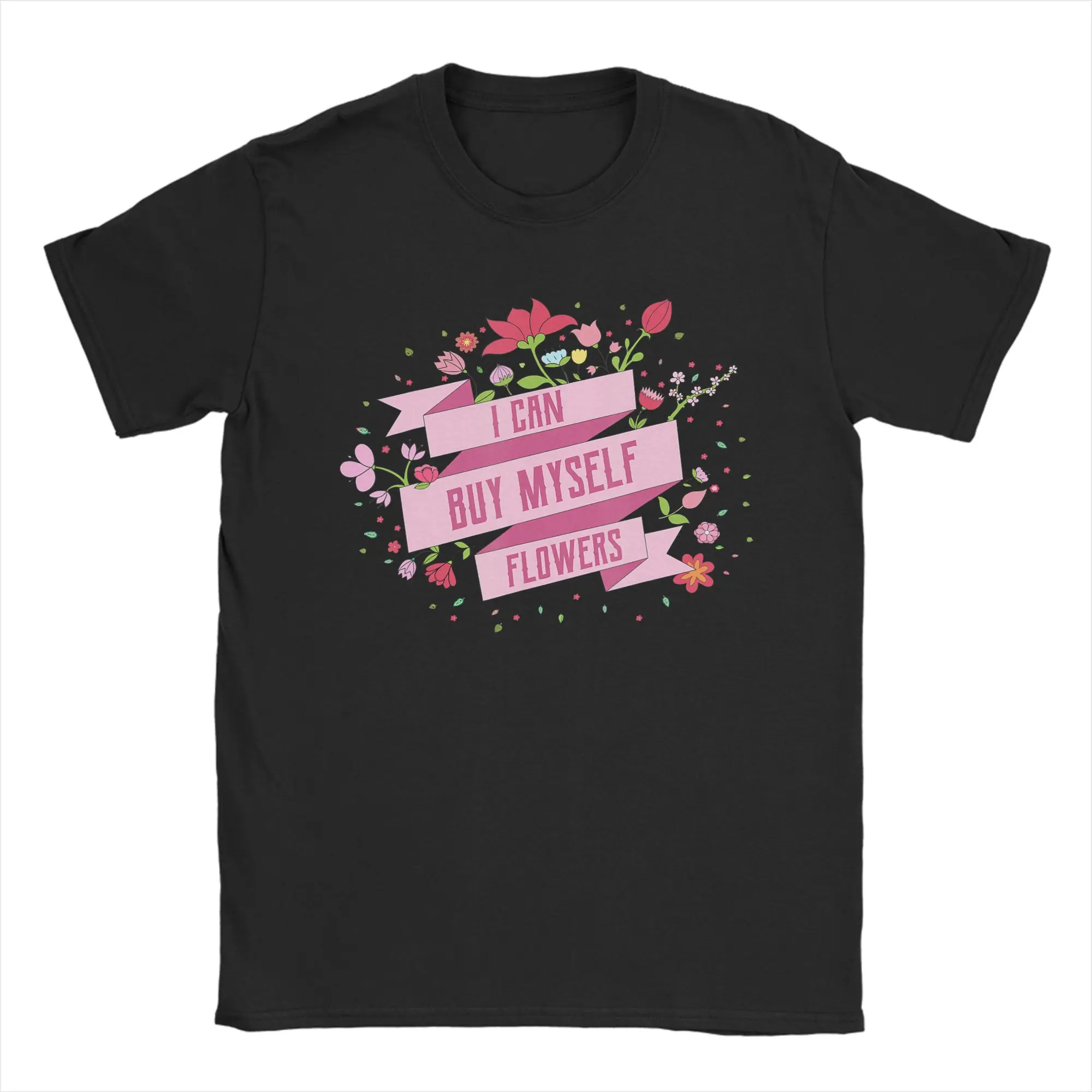 Vintage I Can Buy My Own Flowers T-Shirt for Men Round Collar Pure Cotton T Shirt  Short Sleeve Tee Shirt Plus Size Tops
