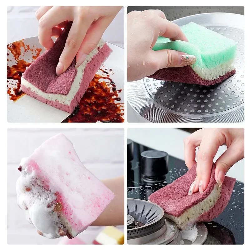 5pc High Density Thickened Porous Spong Mop Dish-Washing Sponge Scouring Pad Dishcloth Kitchen Cleaning Sponge Wipe