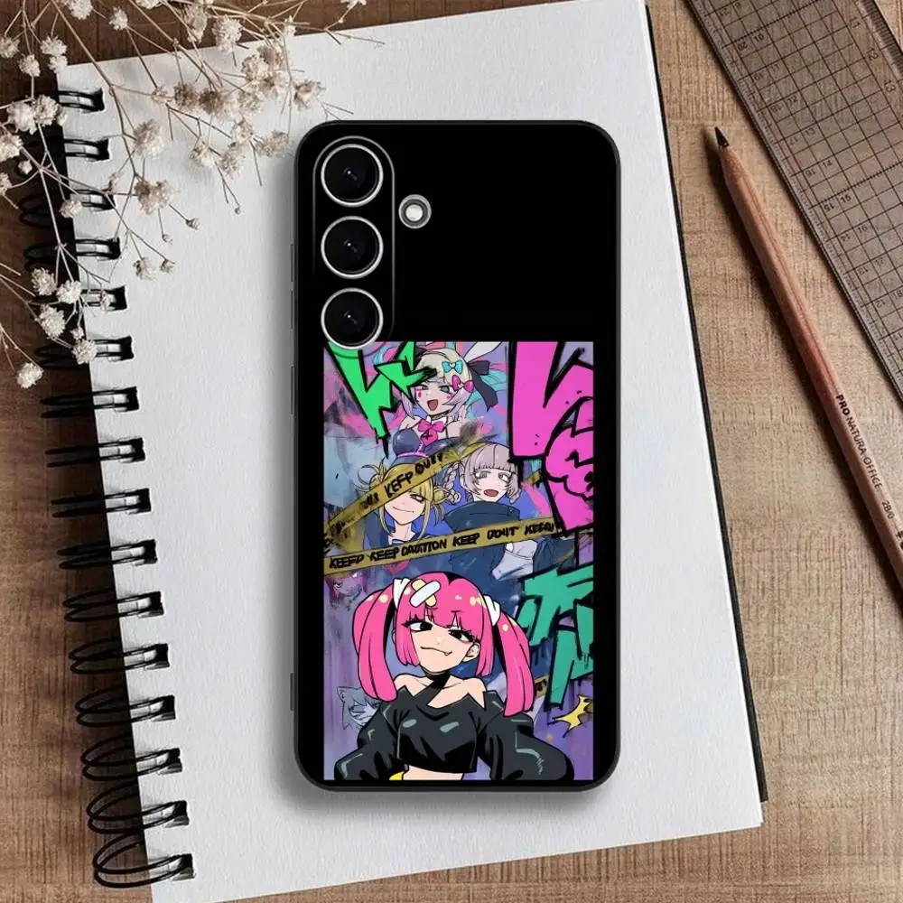 Gang of Stupid Girls 電話ケース Samsung Galaxy A73、A72、A71、A70、A53、A52、A51用、ソフトブラックシェル