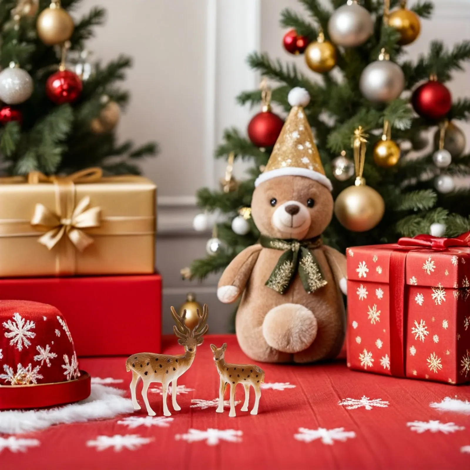 20Pcs Mini Deer Decorations Realistic Reindeer Ornaments Christmas Deer Statues Tabletop Display Winter Animal Figurines Micro