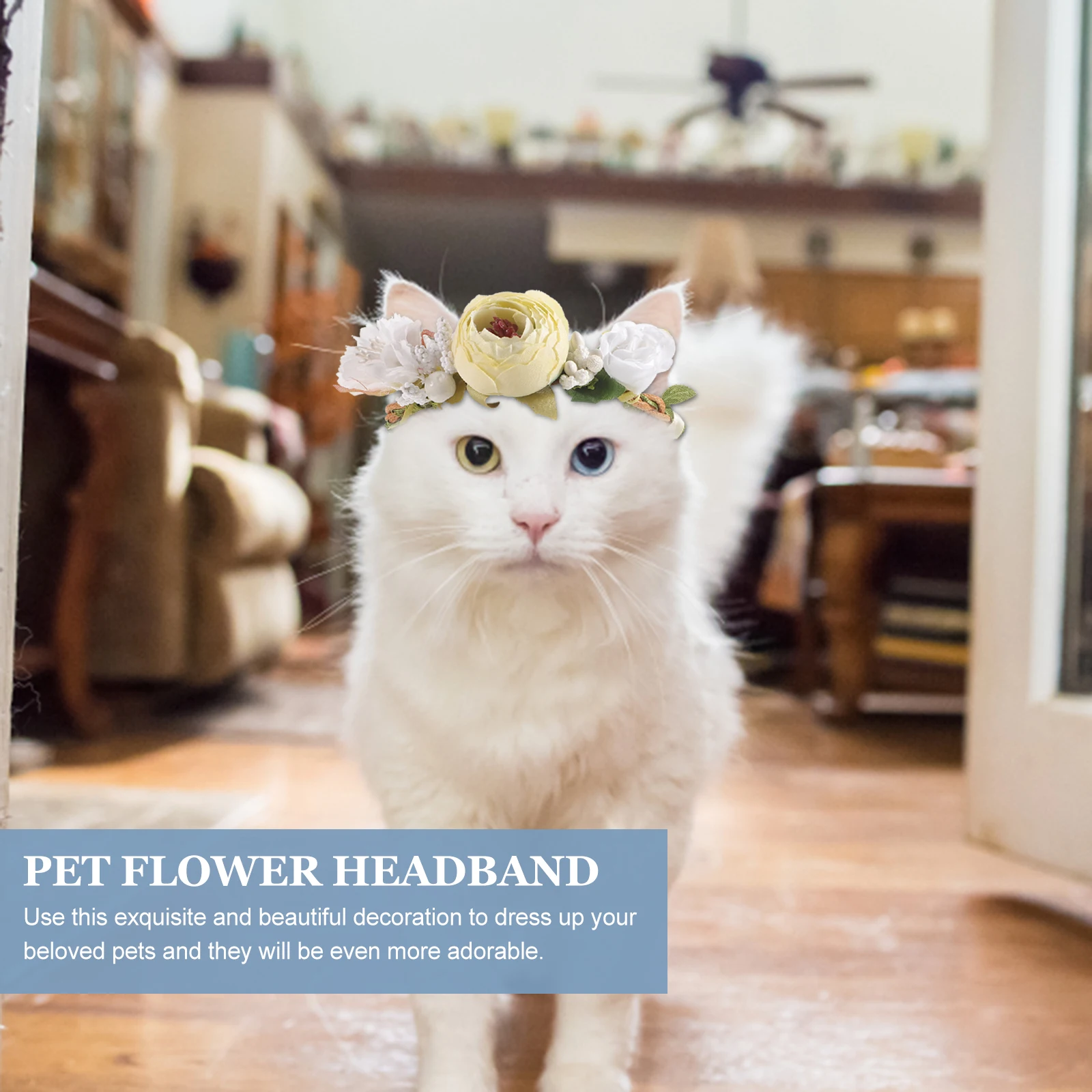 

Floral Headband Pet Flower Hair Hoop Elegant Romantic Decoration Halloween Cloth Kitten Headgear Pet Accessories High Quality