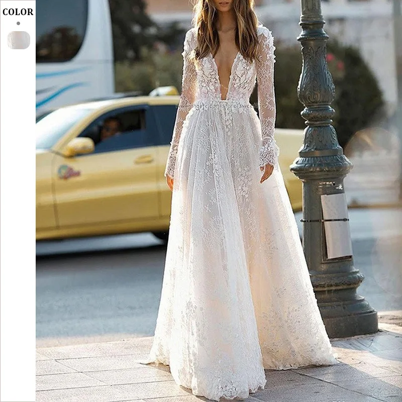 

Сексуальное кружевное длинное праздничное платье све 2024, трансграничное женское свадебное платье, длинное платье, вечерний костюм со средней талией