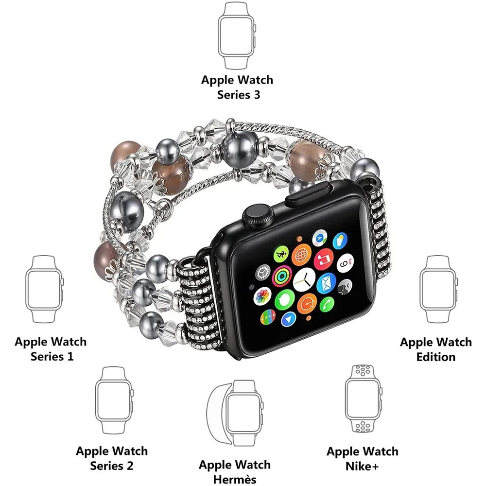 เครื่องประดับสร้อยข้อมือสําหรับ Apple Watch Band 44 มม.45 มม.49 มม.42 มม.46 มม.40 มม.41 มม.สายรัดข้อมือ iWatch Series Ultra 10 9 8 7 6 5 4 SE