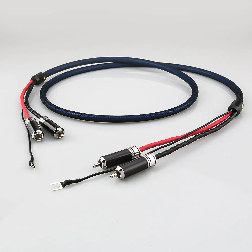 Viborg 5N 99.998% OFC cobre banhado a prata Tonearm Cabo Phono com 2 RCA para 2 RCA conector banhado a ródio