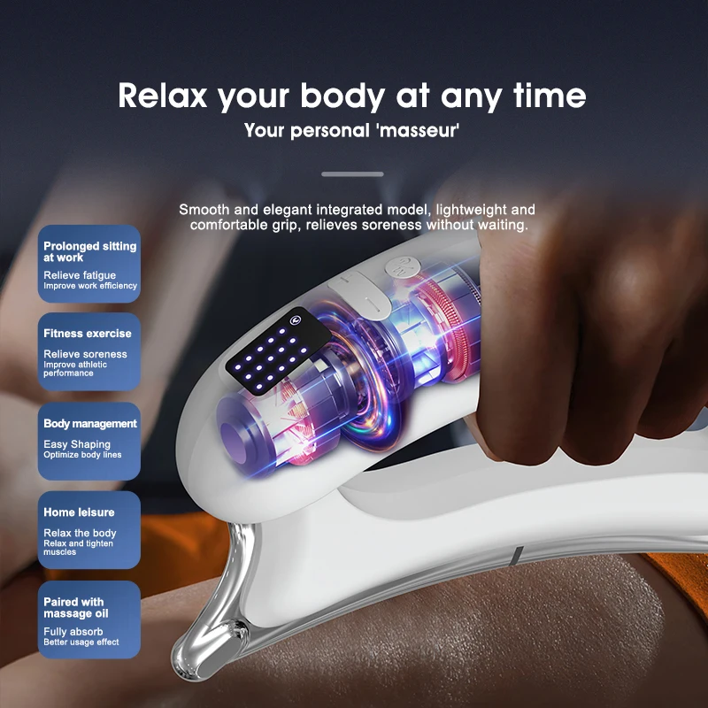Electric Heated Fascia Knife With EMS Microcurrent Vibration Hot Compress Neck & Body Muscle Massager
