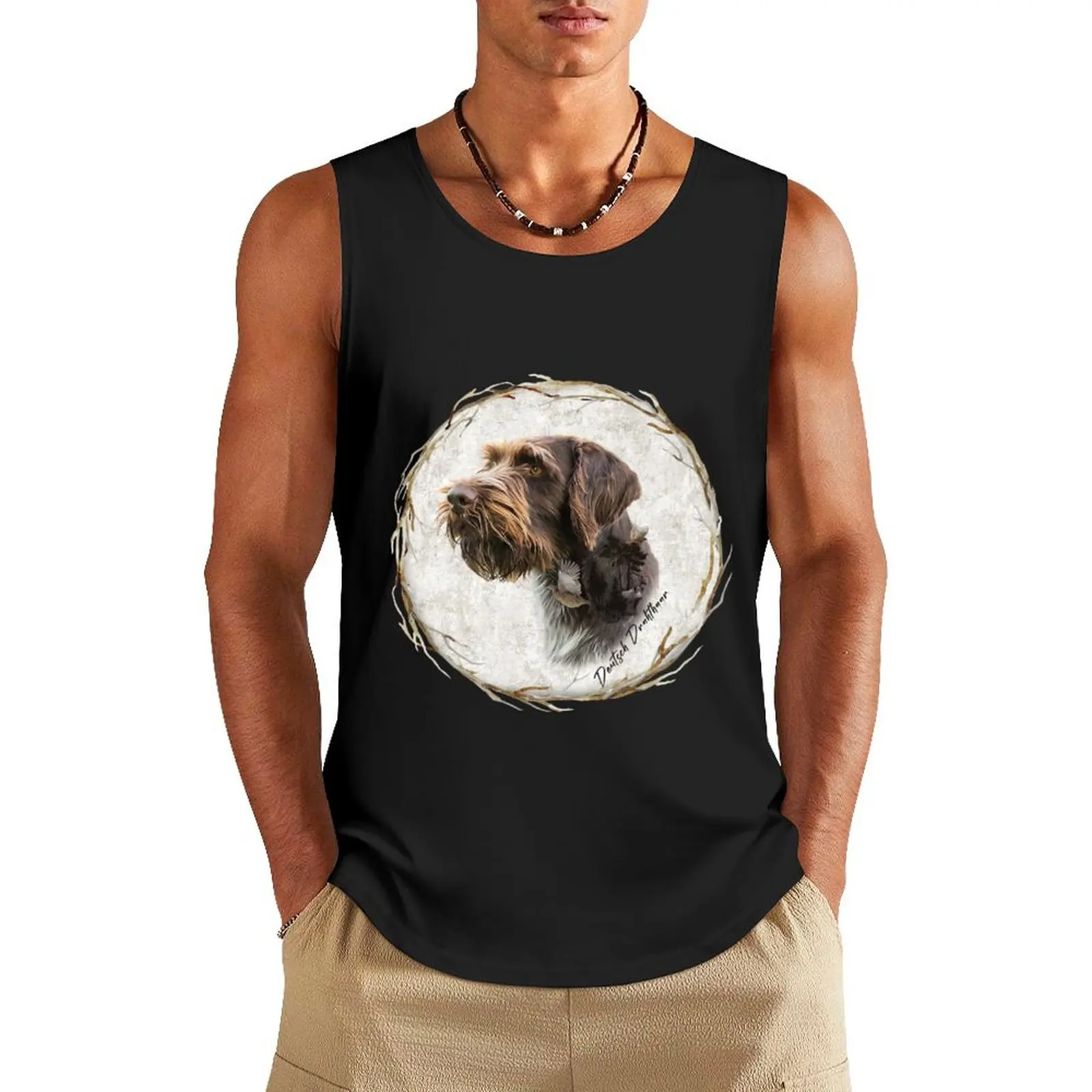 German Wirehaired Pointer's thoughts Tank Top gym top Men's vest Men sleeveless tee basketball clothing