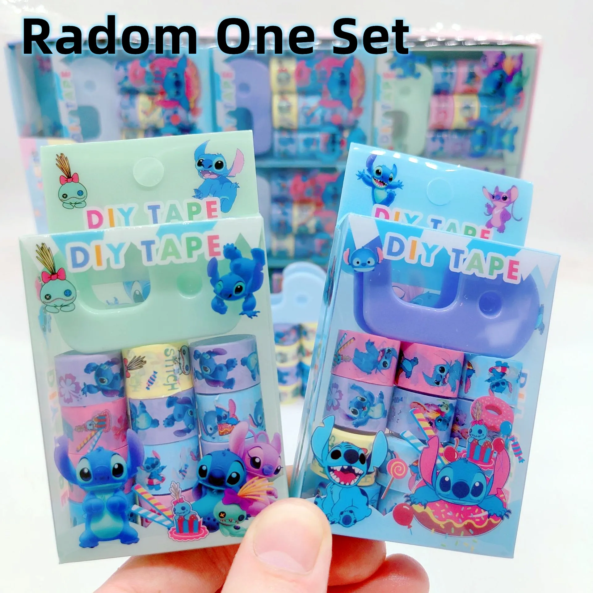 12pcs Stitch Anime Figure Sticker Diy Masking Adhesive Washi Tapes Stickers Children School Stationery Cosplay tape Kid Toy Gift