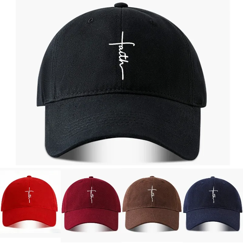 Distressed Washed Baseball Cap Faith Cross Letter Print Adjustable Unisex Dad Hat Minimal Religious Inspirational Casual Sun Hat