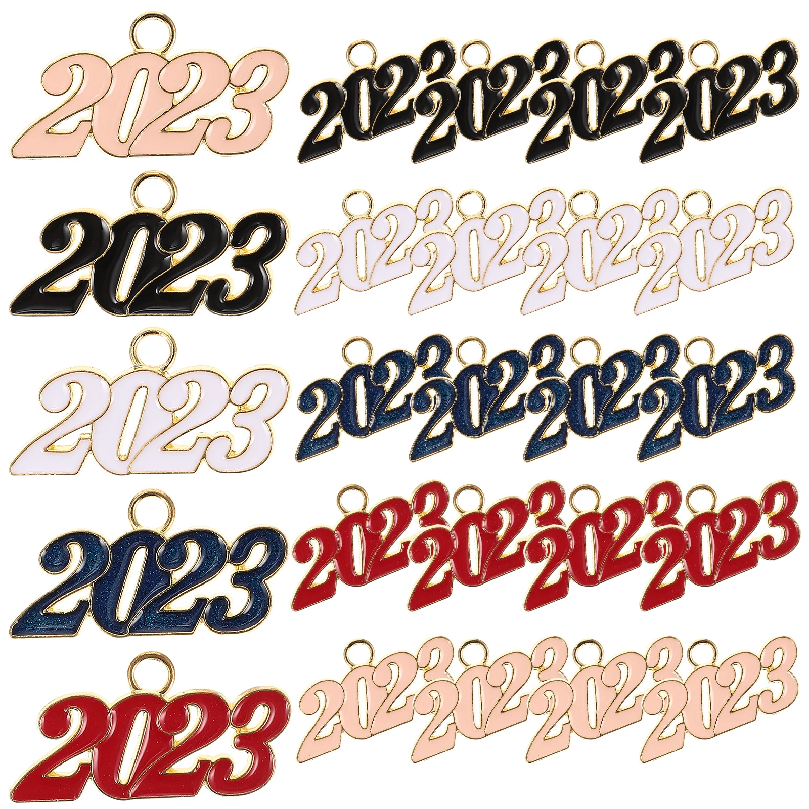

25pcs Colorful Digital Pendant Alloy 2023 Charms Key Necklace Jewelry Making Graduation Gifts Bracelet Accessories