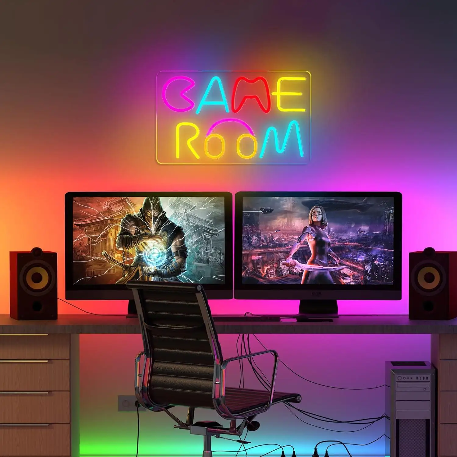 Game Room Neon Sign Colorful Wall Decor Arcade LED Light Up Sign for Boy Teen Gamer Room Bedroom Playstation Birthday Gifts