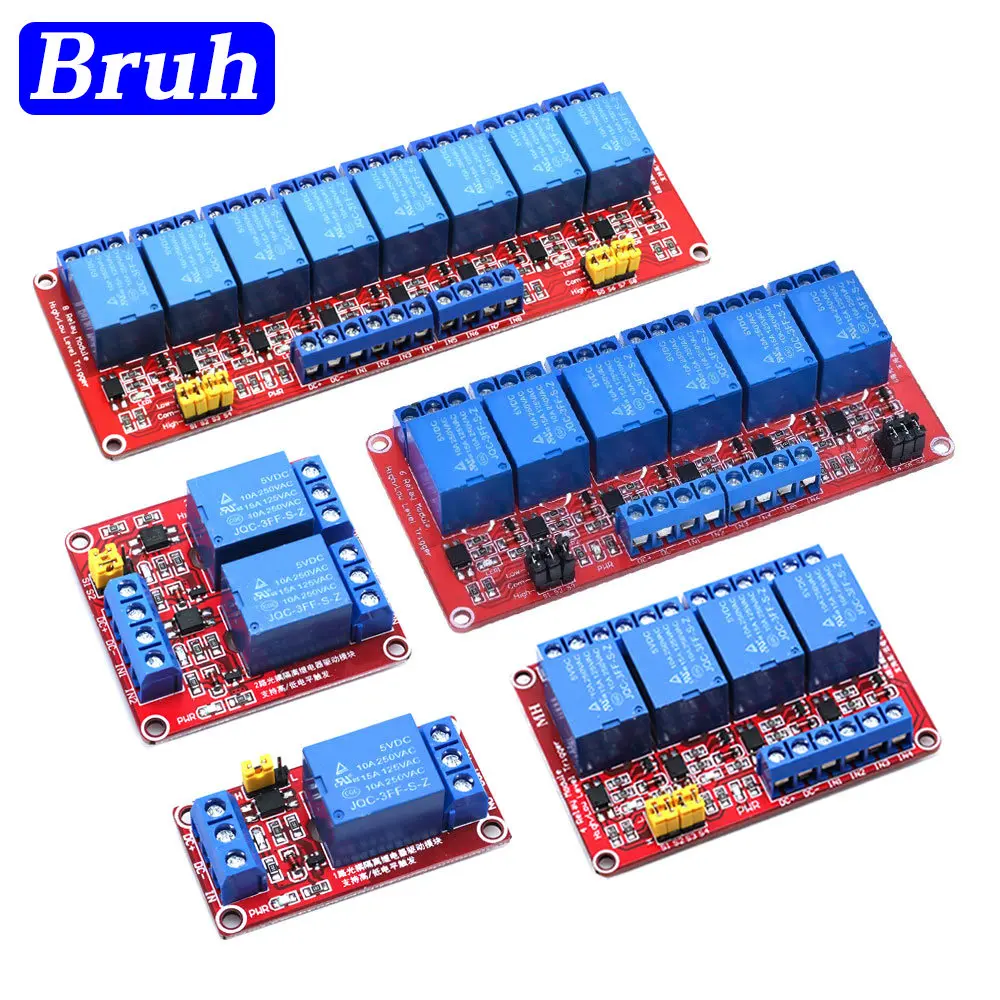 1 2 4 8 Channel 5V 12V Relay Module Board Shield with Optocoupler Support High and Low Level Trigger for Arduino Electronic DIY