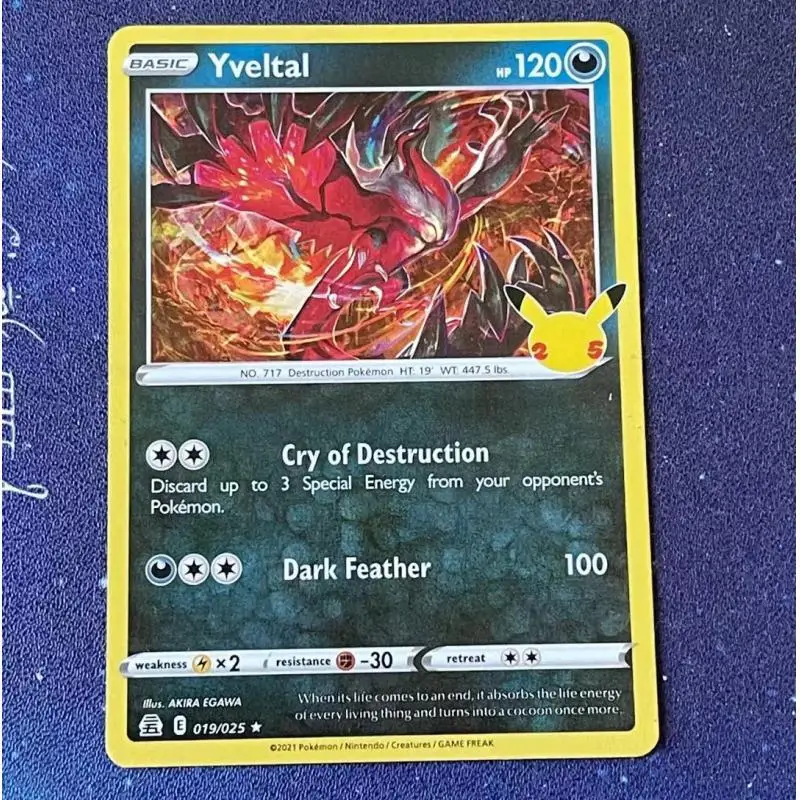 Pokemon English Version PTCG 25th Anniversary Xerneas Yveltal Reshiram Single Card Game Anime Collection Cards DIY Gifts