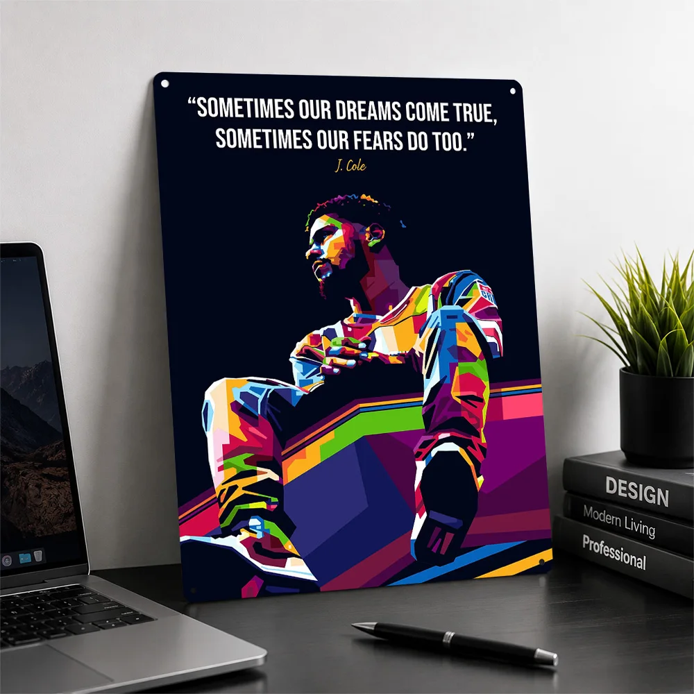 J Cole Quotes Poster Quote Wall Art Personalized Vintage Metal Sign for Office Gym Home Decor Inspirational Gift Room Decoration