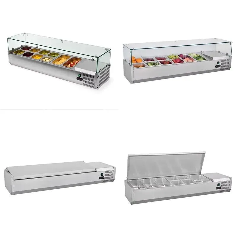 for Stainless steel salad bar pizza workbench/pizza preparation counter refrigerator/pizza refrigeration workbench