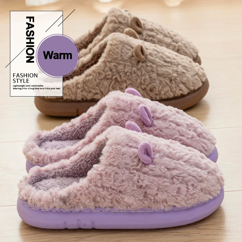 

Cozy Warm Winter Indoor Slippers for Women 2025 New House Cute Plush Cotton Shoes Woman Soft Non Slip Fuzzy Home Slippers Couple