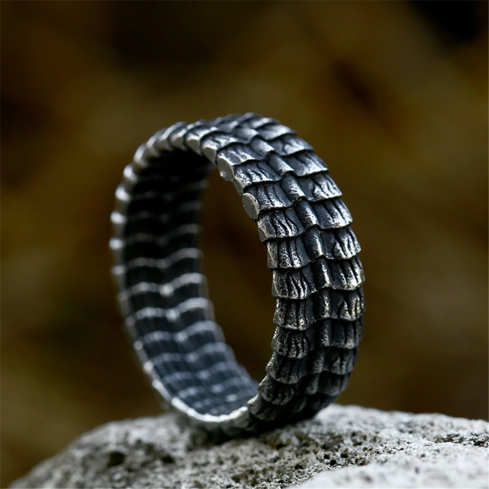 Norse Mythology Ouroboros Finger Ring Men's Antique Stainless
