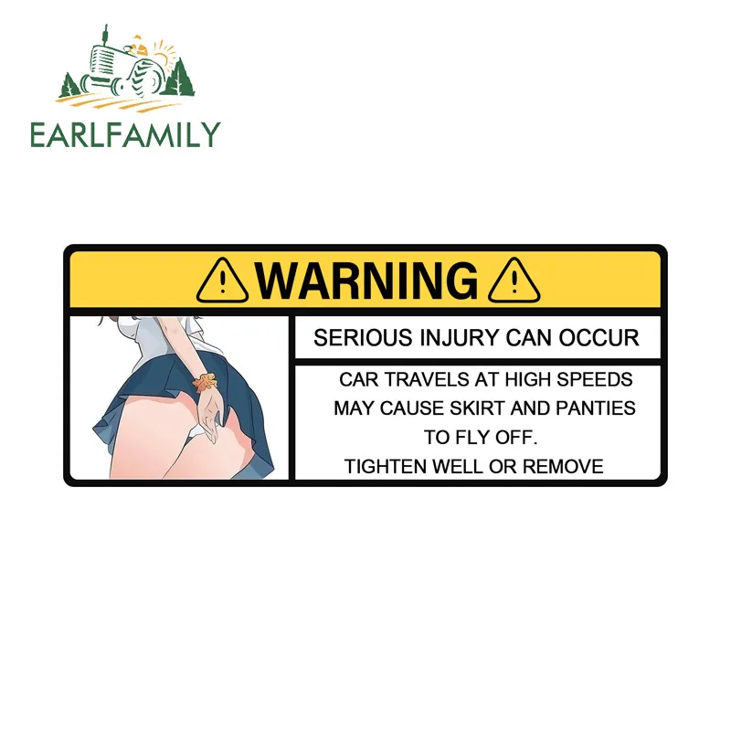 EARLFAMILY Anime Girl Warning Reflective Car Stickers Motorcycle Rear Windshield Decal Occlusion Scratch Waterproof Car Label